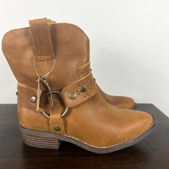 DINGO SIERRA STUDDED LEATHER HARNESS WESTERN COWBOY BOOTS IN CAMEL WOMEN'S 6.5‎ - Picture 5 of 14